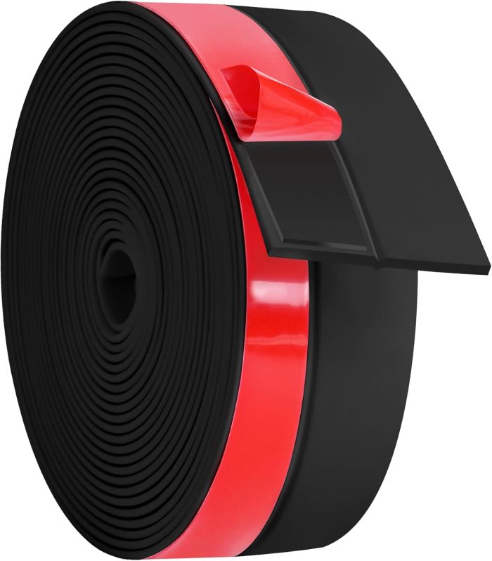 Stripping Silicone Door Seal Strip 2 in x 20 ft Door Draft Stopper Self Adhesive Door Draft Tape, Side & Bottom Gaps Insulation Strip for Glass Shower Door Sliding Door Window, Black