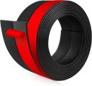 Stripping Door Draft Stopper Flexible Self Adhesive Silicone Door Seal Strip for Glass Doors Windows and Shower Glass Gaps, 2 Inch Wide X 10 Feet Long, Black