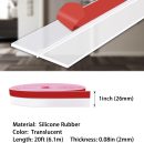 Silicone stripping Shower Glass Door Seal, Self-Adhesive Window  Strip, Peel and Stick strip for Anti-Collision, Soundproof and Waterproof (Translucent, 20FT x 1IN)