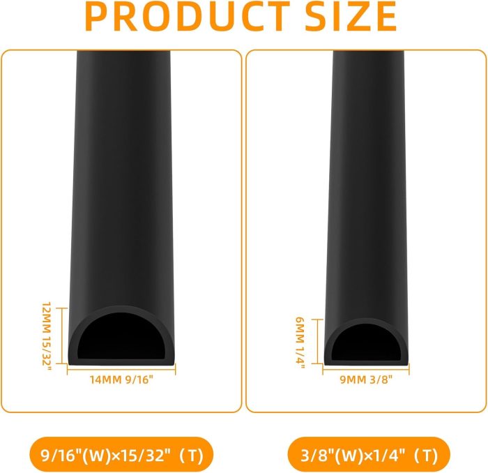 23FT  Stripping, Self Adhesive Door  Stripping, Silicone Door Seal Strip for Frame& Window (Black, 3/8"(W)??1/4"??T) ??23ft(L) - Image 2