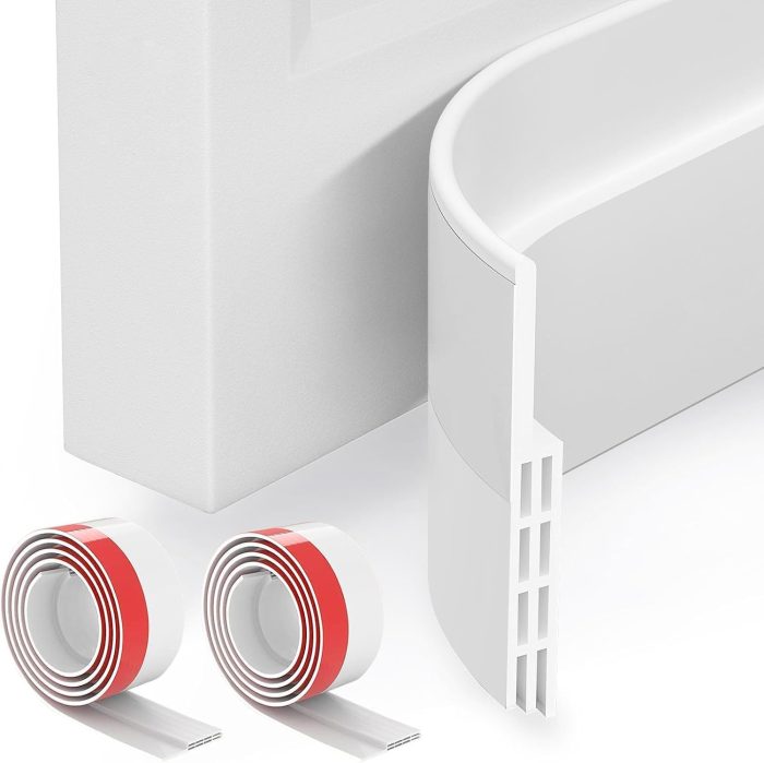 2 Pack Door Draft Stopper, Under Door Sweep for Exterior & Interior Doors,  Stripping Door Seal, Garage Window Blocker Noise Cold Air Insulation, Draft Guard White 2" W x 39" L
