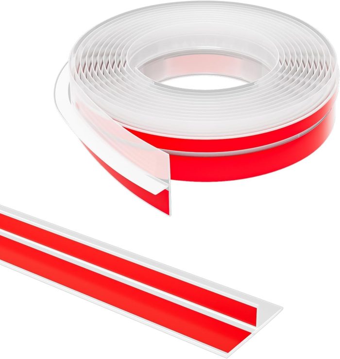 T-Shaped Door Draft Stopper, 1.97 in x 20 Ft Silicone Seal Strip for Windows Gaps, 1.8mm Thickest Seal Strip  Stripping Shower Sweep, Clear