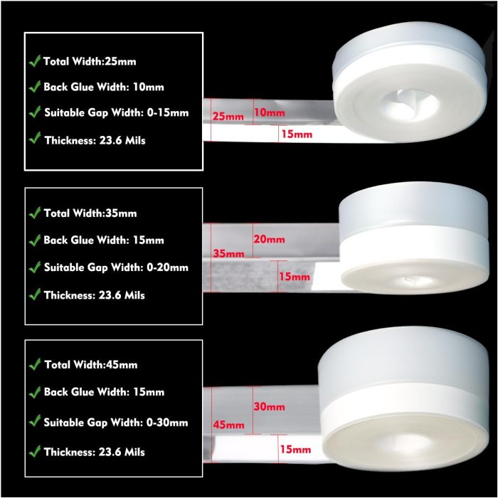 Silicone  Stripping Seal Door Tape 16.5 Feet Strip Bottom Draft Insulation Stopper proof Soundproof for Door Frame or Window Bathroom Shower Glass Gaps - Image 2