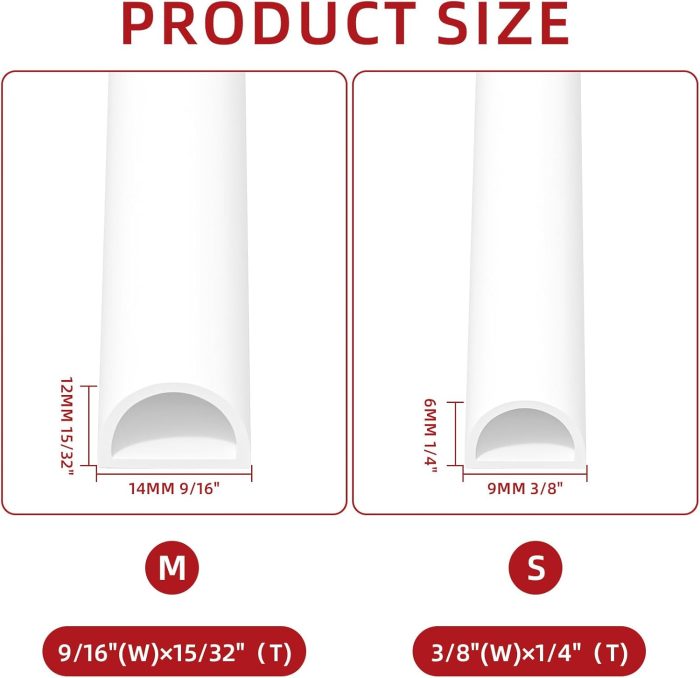 23ft  Stripping Door Seal, Silicone  Stripping Self Adhesive Door Seal Strip for Door Frame/Window (White 3/8"(W)??1/4"??T) ??23ft(L) - Image 2