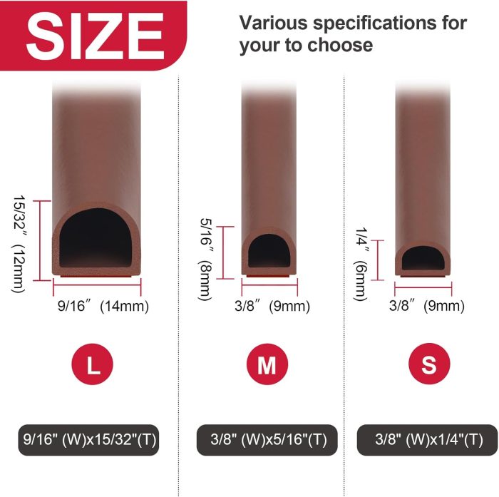 ??New Upgrade??Silicone  Stripping Door Seal, 19.7 Feet Self Adhesive D-Shaped Door  Stripping for Door & Window, Seals Large Gap - Image 2