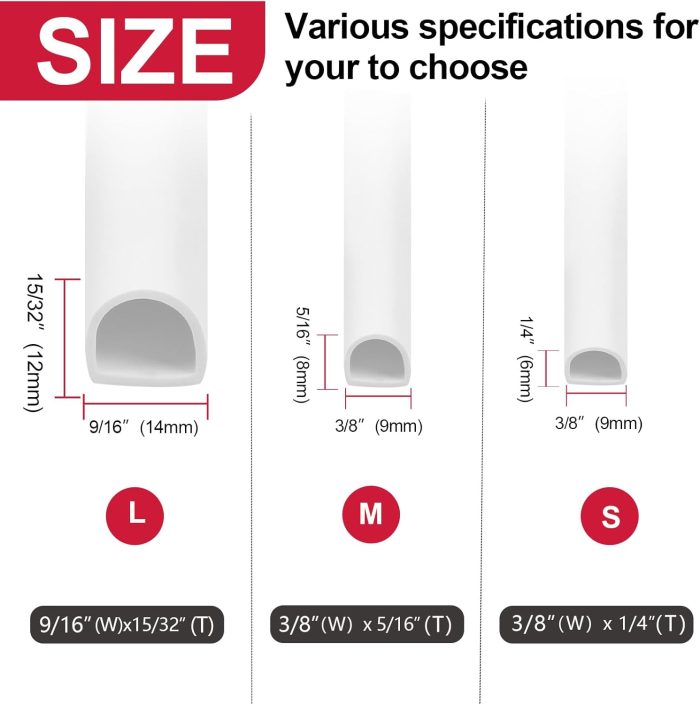 ??New Upgrade?? Silicone  Stripping Door Seal, 19.7 Feet Self Adhesive D-Shaped Door  Stripping for Door & Window, Seals Large Gap - Image 2