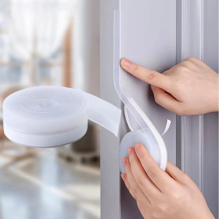 Upgraded 32.8FT Silicone  Stripping Door Seal, No Residue Glass Shower Door Seal Strip Under Door Draft Stopper Silicone Sealing Tape for Doors Windows Shower Glass Gap,Transparent,35MM