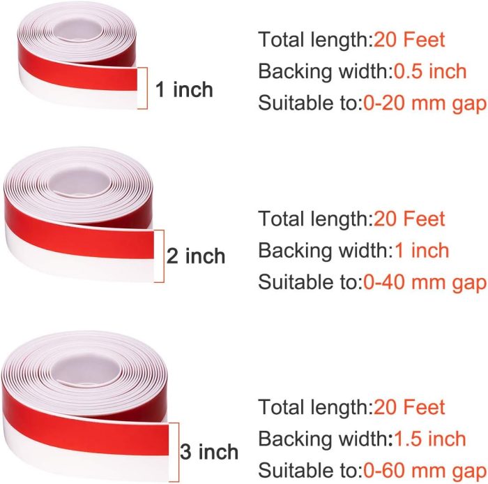 Silicone  Stripping 1 inch Width 20 Feet Length, Seal for Door Under Bottom, Gap, Side, Glass Shower Door, Sliding Door,Windows, White - Image 2