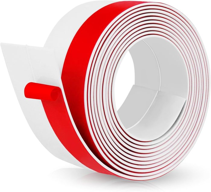 Stripping Door Draft Stopper Flexible Self Adhesive Silicone Door Seal Strip for Glass Doors Windows and Shower Glass Gaps, 2 Inch Wide X 10 Feet Long, White