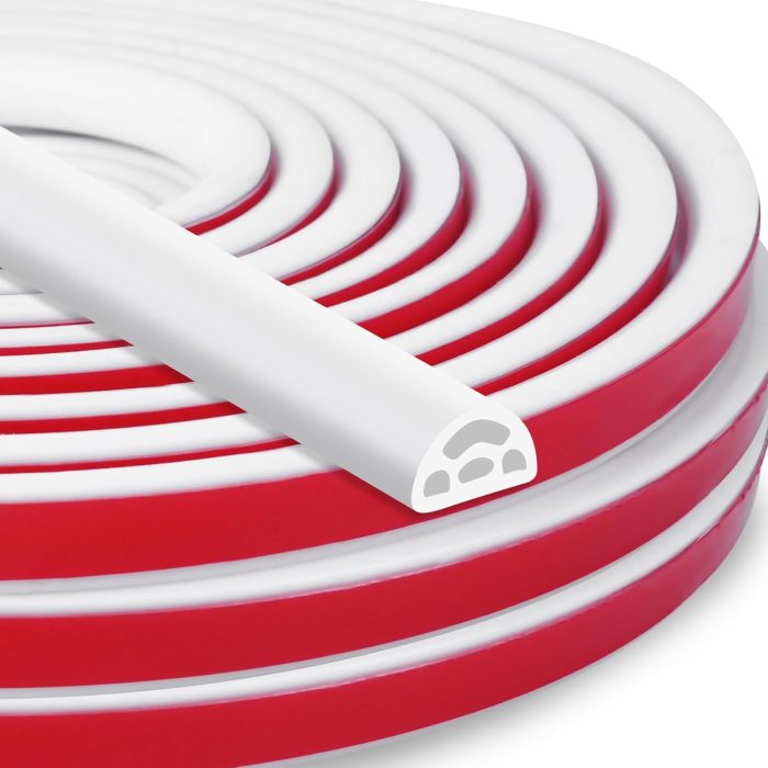 Door & Window Seal Strip, Self-Adhesive Soundproof  Stripping with Edge Insulation, White 40Ft (1/4" x 3/8")
