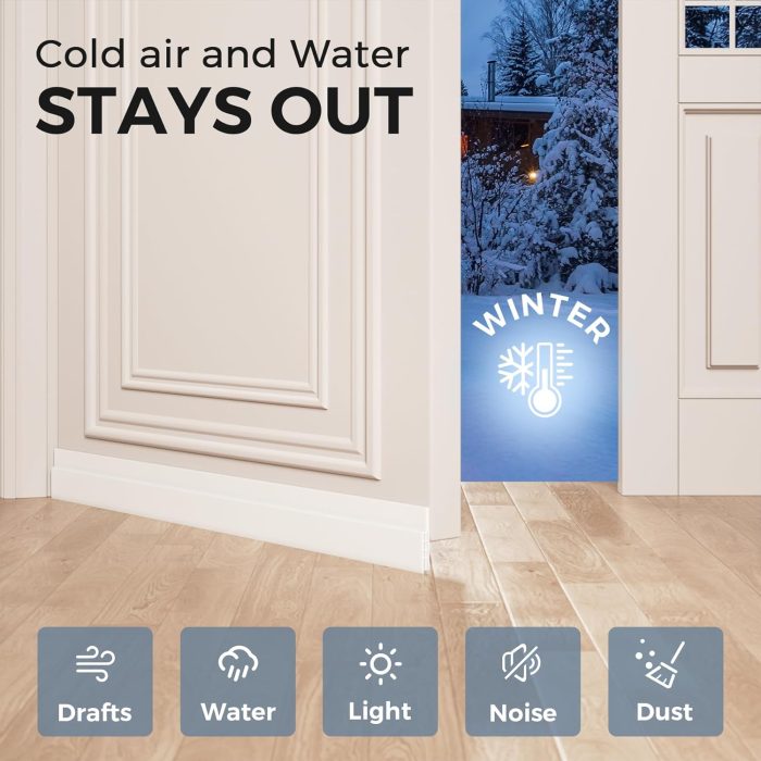 2 Pack Door Draft Stopper, Under Door Sweep for Exterior & Interior Doors,  Stripping Door Seal, Garage Window Blocker Noise Cold Air Insulation, Draft Guard White 2" W x 39" L - Image 2