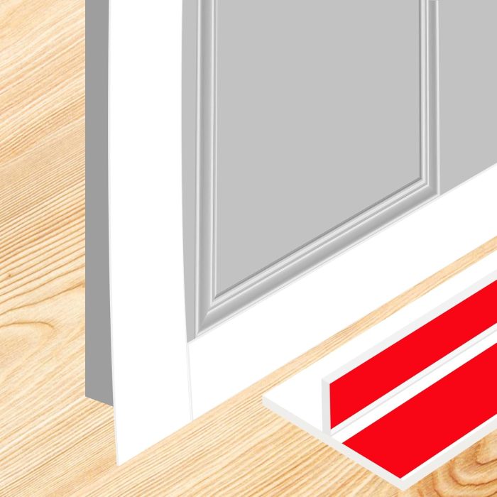 T-Shaped Door Draft Stopper 1.97 in x 20 FT Silicone  Stripping Door Seal Double-Sided Adhesive Draft Seal Tape for Doors Windows and Shower Glass Gaps, Side, Frame, White