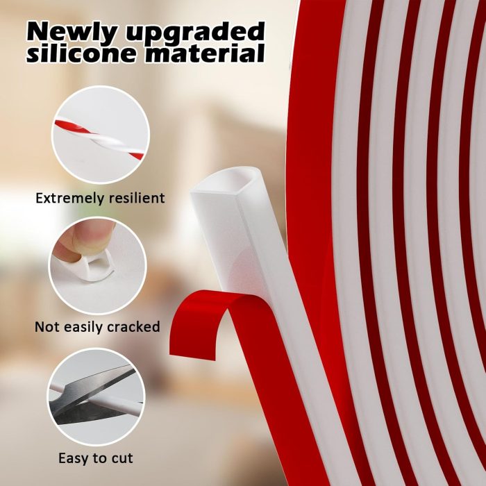 20FT  Stripping Self Adhesive Door Seal Strip - Silicone D-Shaped for Door Frame/Window Seal (White 9/16" W 15/32" T) - Image 2
