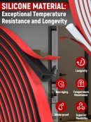 Sealing Strip Door Seal, New D-Shaped Silicone Self Adhesive Window  Stripping, for Door/Window/Automotive Seal??20FT Black 3/8"W ?? 1/4"T??