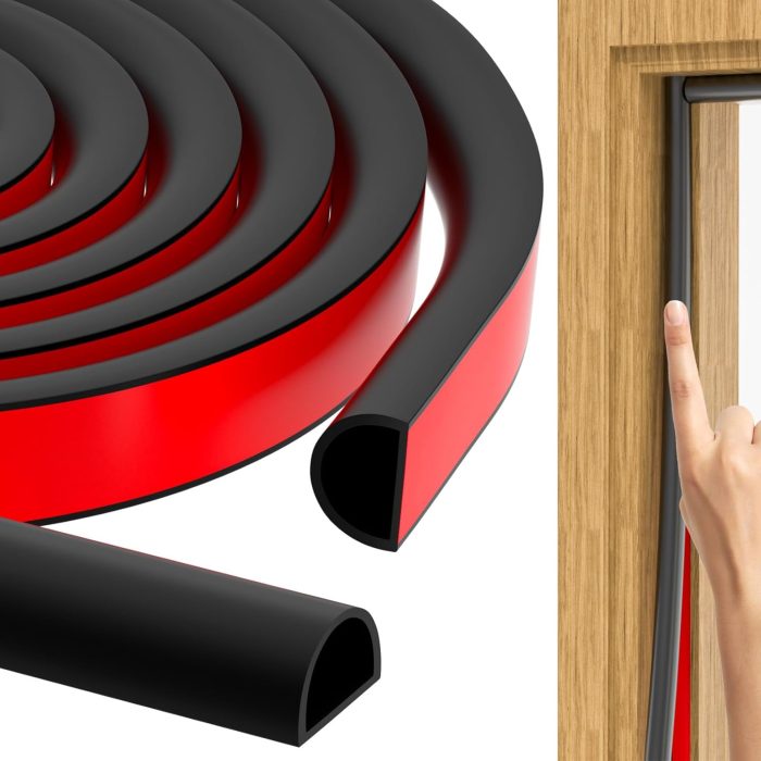 23ft  Stripping Door Seal, Silicone  Stripping Self Adhesive Door Seal Strip for Door Frame/Window (Black 3/8"(W)??1/4"??T) ??23ft(L)