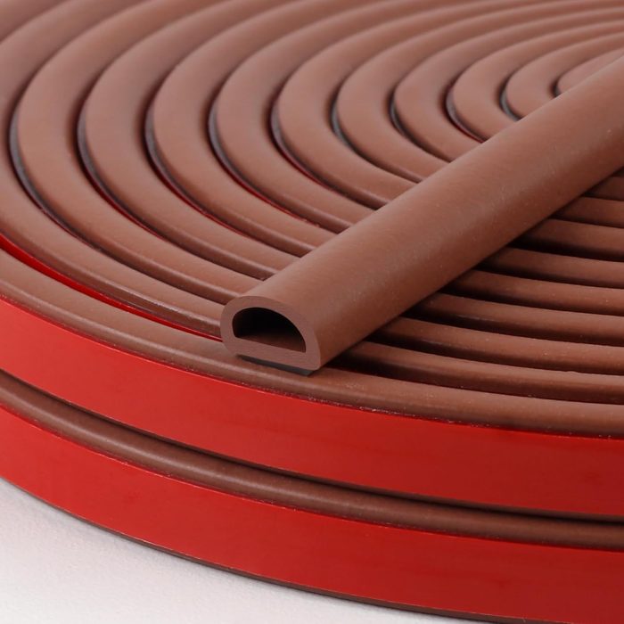 ??New Upgrade??Silicone  Stripping Door Seal, 19.7 Feet Self Adhesive D-Shaped Door  Stripping for Door & Window, Seals Large Gap