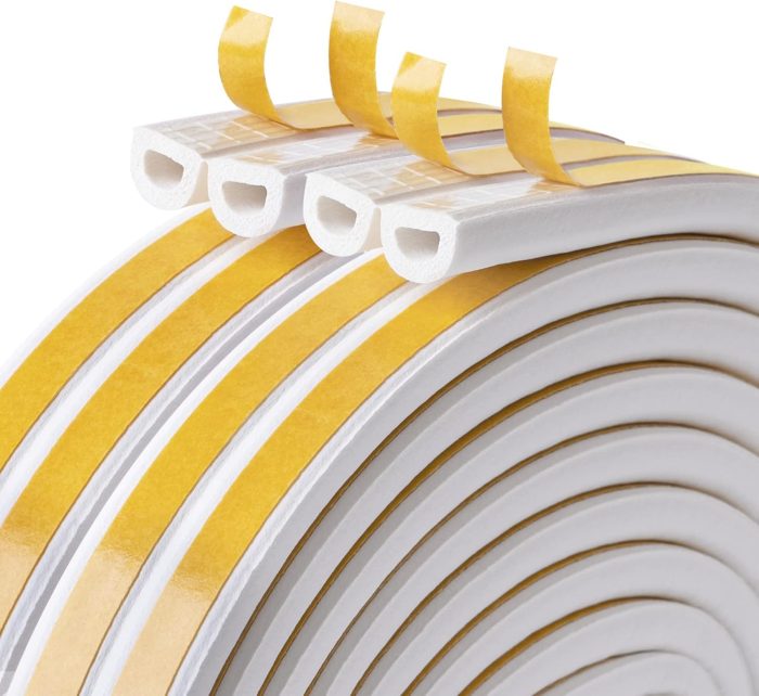 Door  Stripping, Soundproof Insulation Seal Strip for Windows with Self-Adhesive Protection (White, 33Ft)