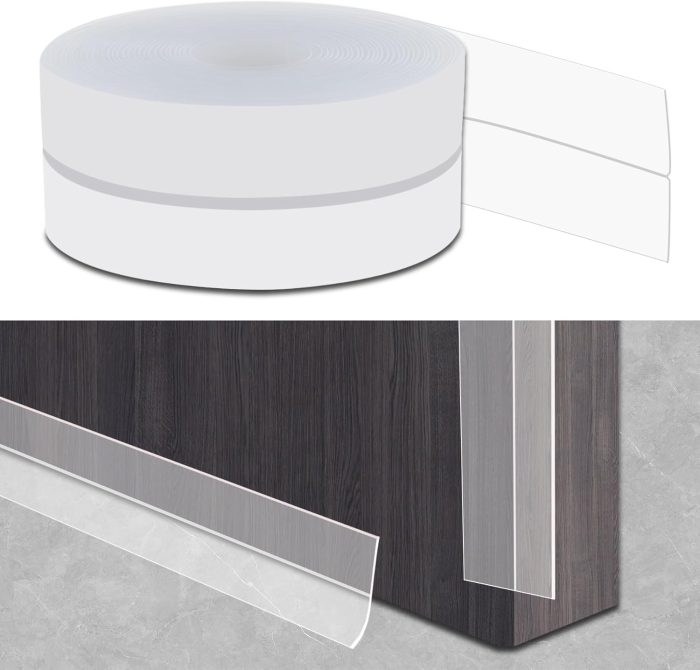 Shower Glass Door  Stripping, Self-Adhesive Window Seal Strip, Peel and Stick strip for Waterproofing and Anti-Collision Protection (Clear Silicone, 16.4FT x 0.98IN)