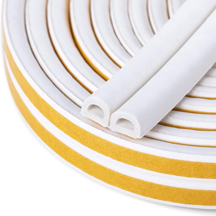 Door & Window  Stripping, Soundproof Insulation Seal Strip with Self-Adhesive Rubber Collision Protection, 16.5 Ft (White)