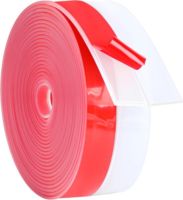 Stripping Silicone Door Seal Strip 2 in x 20 ft Door Draft Stopper Self Adhesive Door Draft Tape, Side & Bottom Gaps Insulation Strip for Glass Shower Door Sliding Door Window, Clear
