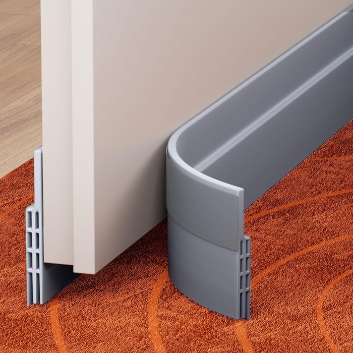 2 Pack Door Draft Stopper, Under Door Draft Blocker, Home Improvement Soundproof Door Sweep  Stripping for Doors, 2" W x 39" L, Grey